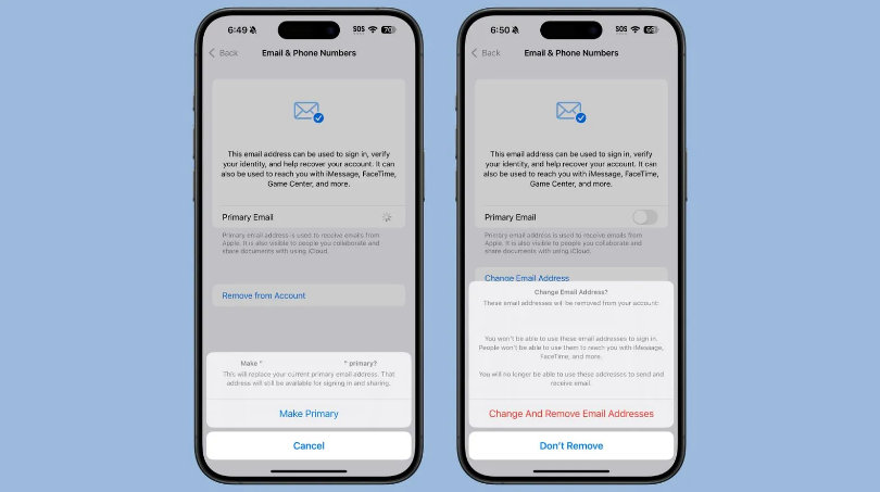 广华办事处苹果手机维修分享苹果 iOS 18.1 支持设置“主要”邮箱地址并更改 iCloud 邮箱 